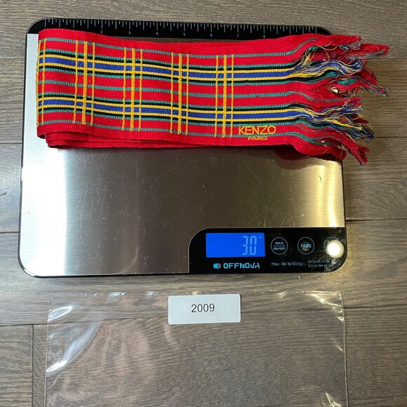 NWOT Kenzo Paris Red Scarf, Plaid Pattern, red Yellow, Blue, Green, Black NEW - Picture 6 of 6